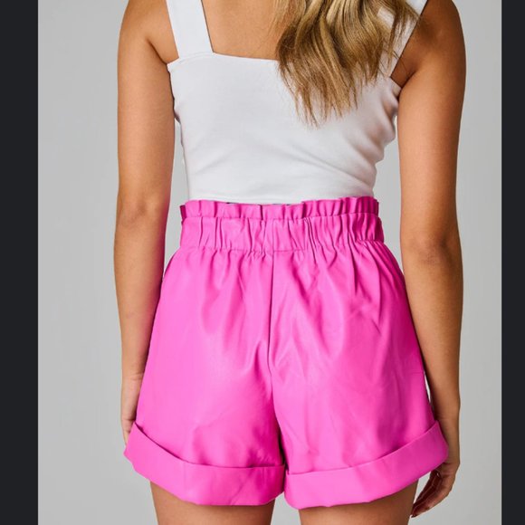 Peyton Leather Magenta Shorts - Picture 2 of 3